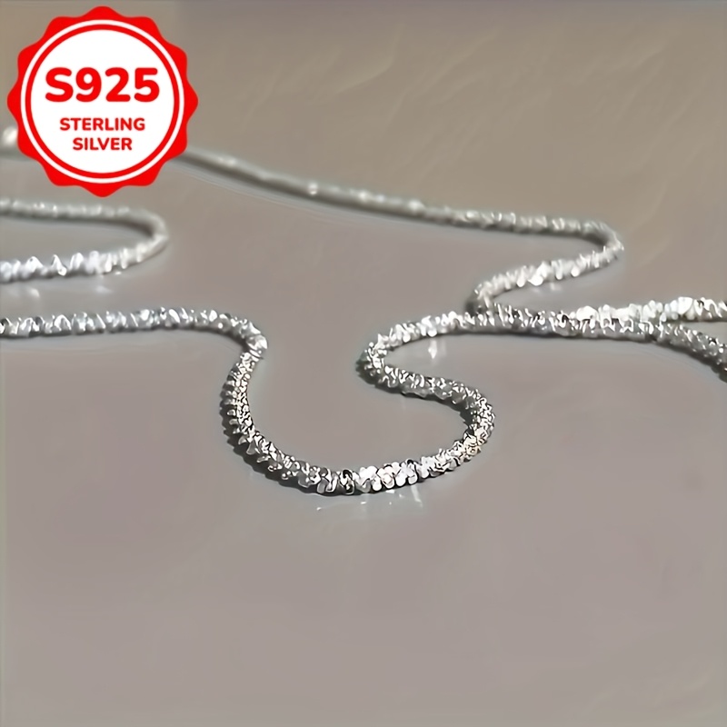 Unisex 925 Silver Shimmering Clavicle Chain Necklace, Exquisite Gift